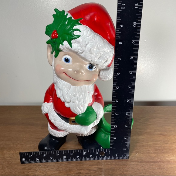Vintage 70's Atlantic Mold Ceramic Santa Boy Big Eyes Santa Elf 11" - Picture 15 of 15
